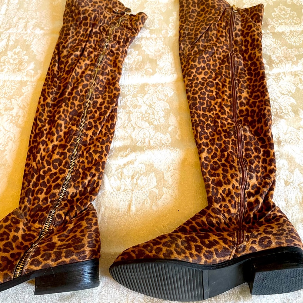Leopard Print Over-the-Knee Boots
